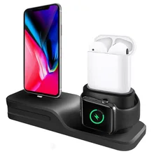 4 в 1 зарядная док-станция для iPhone X XR XS Max 8 7 6 Apple Watch Airpods зарядное устройство держатель iWatch крепление подставка Док-станция