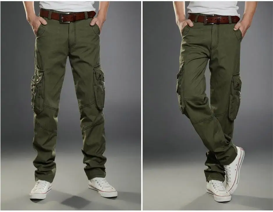 Men's new multi pocket casual pants men pants Korean Slim straight ...