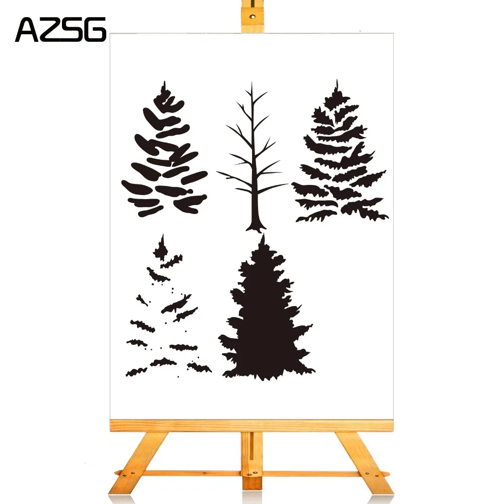 

Green Tree Clear Stamps for DIY Scrapbooking Photo Album Decoration Supplies Metal Cutting Dies Stencils Paper Card 4.6x8.2cm