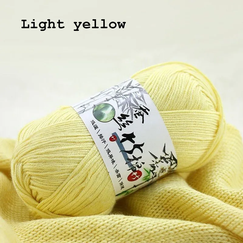 Популярные цвета супер мягкая натуральная гладкая бамбуковая хлопчатобумажная пряжа - Цвет: Light Yellow