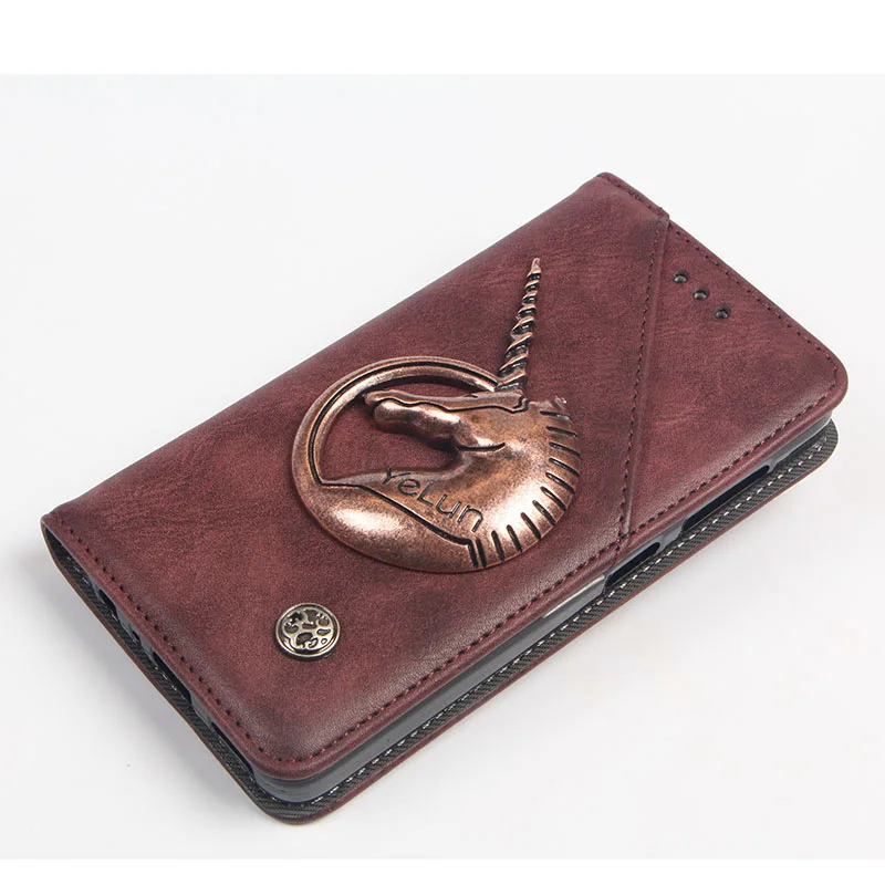 YeLun Роскошный Металлический Чехол-книжка с изображением единорога для Oukitel K7 ", кожаный чехол с держателем для карт, чехол для телефона