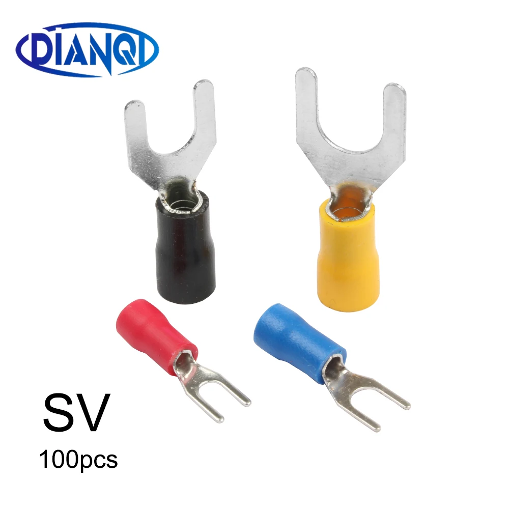 DIANQI SV1.25 SV2 SV3.5 SV5.5 100 шт./упак. Изолированная вилка кабеля Разъем штыревого