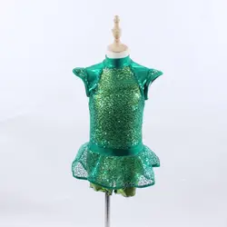 Балетное платье зеленые блестки Необычные платья для девочек Детская Балетная одежда-пачка современные Profissional сцены DNV11227