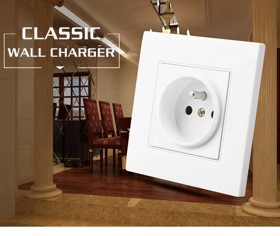 16A French Standard Wall Electric Power Socket Plug PC Outlet Panel Switched AC 110-250V 86mm90mm Electrical outlet for Mobile (3)