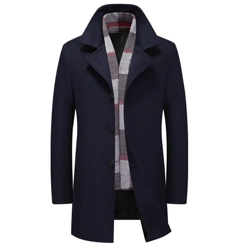 Mu Yuan Yang,, утолщенные шерстяные куртки для мужчин, одежда, деловая Повседневная Мужская шерстяная куртка, XXL, XXXL, зимняя теплая шерстяная и смешанная одежда - Цвет: Dark blue