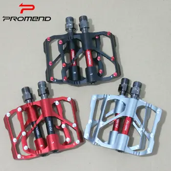 

Bicycle MTB Bike Pedal Aluminum Non-slip 3 Bearing Mountain Cycling Pedals Red and Black