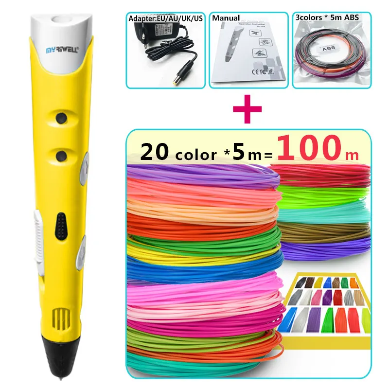 3d Pens myriwell 3d canetas + 20*5 Nozzle Diameter : 0.75mm