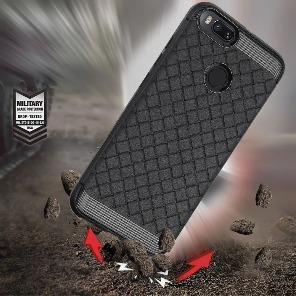 Buy For Xiaomi Mi A1 Case Weave Leather Skin Soft