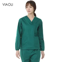 Больничный хирургический халат с коротким рукавом/с длинным рукавом летние костюмы скрабы медицинская Униформа Женская лабораторная рабочая одежда медсестры
