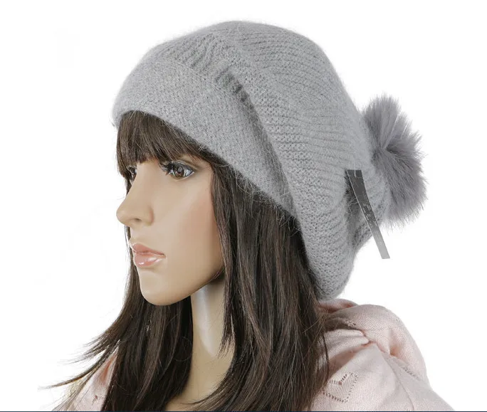 Новая осенняя и зимняя брендовая вязаная теплая шерстяная шапка с искусственным мехом, теплая шапка skullie, шапка унисекс, аксессуары - Цвет: grey