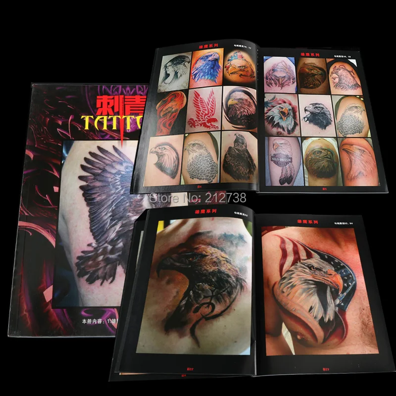 

1pc A4 Size Tattoo Flash Book Sketch Outline Eagle HAWK Gongbi Painting Reference Free Shipping