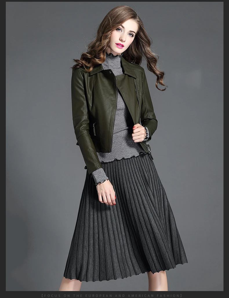AYUNSUE Новая Осенняя модная уличная женская короткая PU кожаная куртка на молнии 5 цветов женские Базовые Куртки хорошего качества LX1387