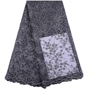 

2018 Latest French Nigerian Laces Fabrics High Quality Tulle African Laces Fabric Wedding African French Tulle Lace Gray Y1422