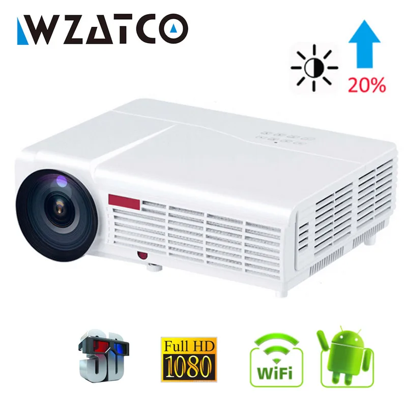 WZATCO LED96W 3D جهاز عرض (بروجكتور) ليد 5500 التجويف الروبوت 9.0 الذكية Wifi كامل HD 1080 P دعم 4 k على الانترنت فيديو متعاطي المخدرات proyector للمنزل WZATCO LED96W 3D جهاز عرض (بروجكتور) ليد 5500 التجويف الروبوت 9.0 الذكية Wifi كامل HD 1080 P دعم 4 k على الانترنت فيديو متعاطي المخدرات proyector للمنزل