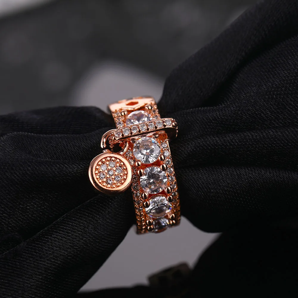 VKME модное роскошное циркониевое кольцо, кольцо из розового золота, обручальное кольцо для женщин, модное ювелирное изделие, новинка