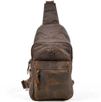 

men's Shoulder Bag male large capacity Messenger chest bag oil wax waterproof canvas leisure small bag