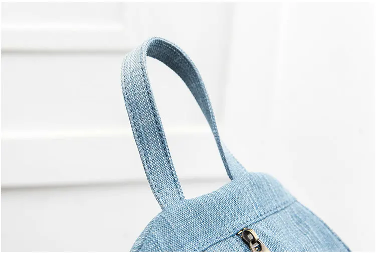 Feminina de Alta Rdywbu Azul Denim Lona Mochila Qualidade Bolsa Pacote Grande Capacidade Escolar Jeans Viagem B755 12 alta qualidade saco pacote grande capacidade saco