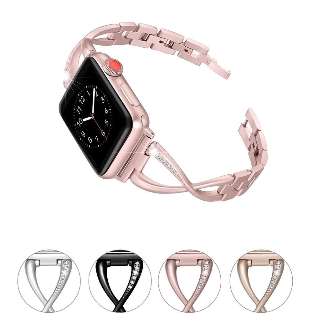 Алмазный женский ремешок для Apple watch 38 мм/42 мм iWatch 4 ремешок 40 мм/44 мм металлический браслет из нержавеющей стали Apple watch 4 3 21