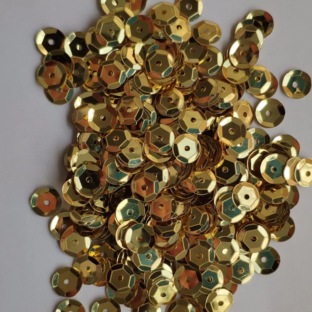 Buy 100g 8mm Semi Cup Sequins, metallic gold from