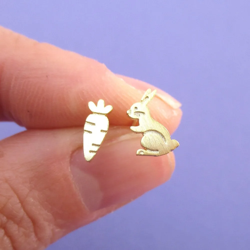 

Daisies Bunny Carrot Stud Earrings Tiny Bunny Earrings For Women Girl Animal Jewelry
