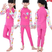 UPF 50+ 2 шт., Детские Гидрокостюмы из нейлона и спандекса, гидрокостюмы для серфинга для девочек, детские купальники с длинными рукавами