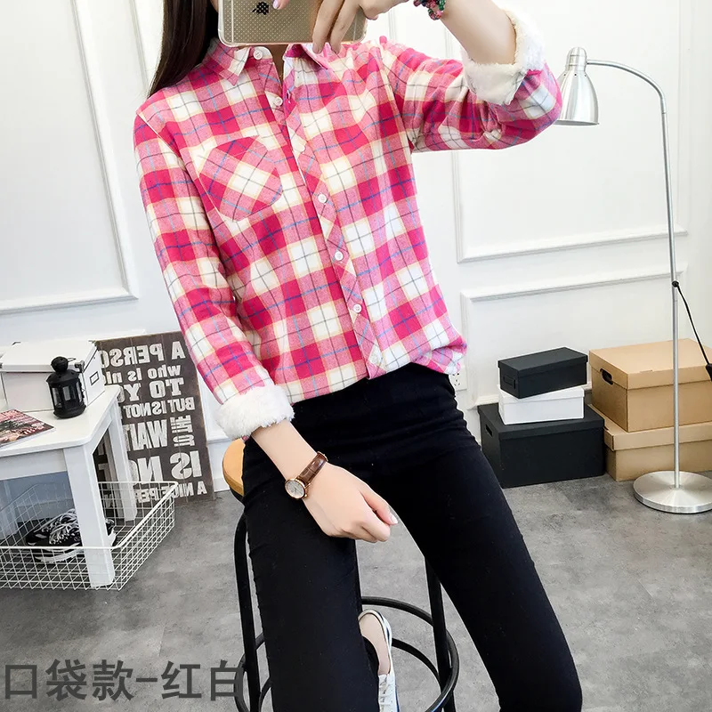  2019 New Fashion Women's Winter Shirts Casual Warm Cotton Shirt Tops Female Long Sleeve Thickening 