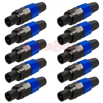 

Wholesale 10x 4P Pole Speakon Speaker Connector Male Plug Amplifier Cord 4P Blue Ring Lot
