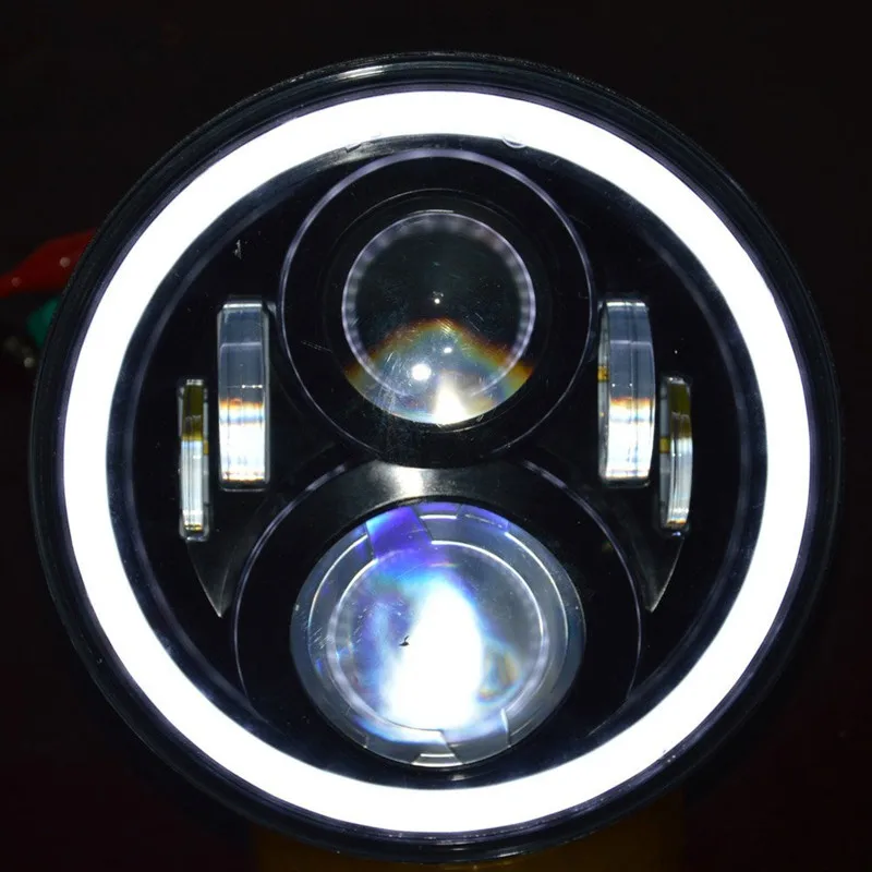 7 Inch Round Headlight 50w High Low Beam with Amber Signal White DRL Halo for 1997-2016 Jeep Wrangler JK TJ YJ Fj Cruiser
