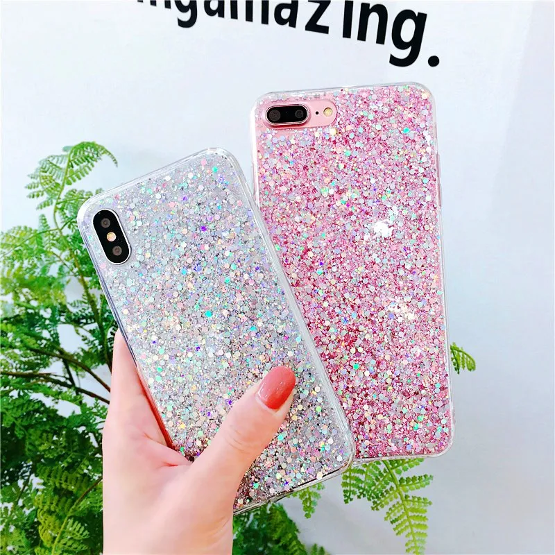 Bling Powder Case For iPhone X Glitter Wave Point Soft Silicon TPU Phone Cases Back Cover Coque iPhoneX 8 7 6 6s Plus |