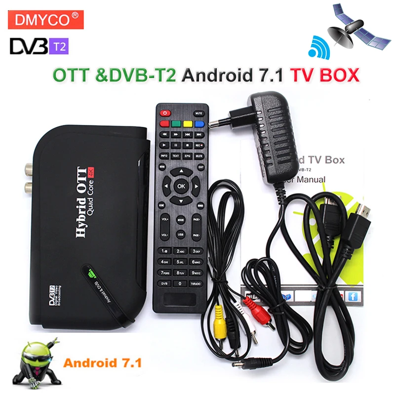 

[Genuine] dvb-t2 smart android 7.1 tv box Two-IN-One Amlogic S905D Quad-core 1GB+8GB Bluetooth 4.0 Wifi 4K satellite receiver