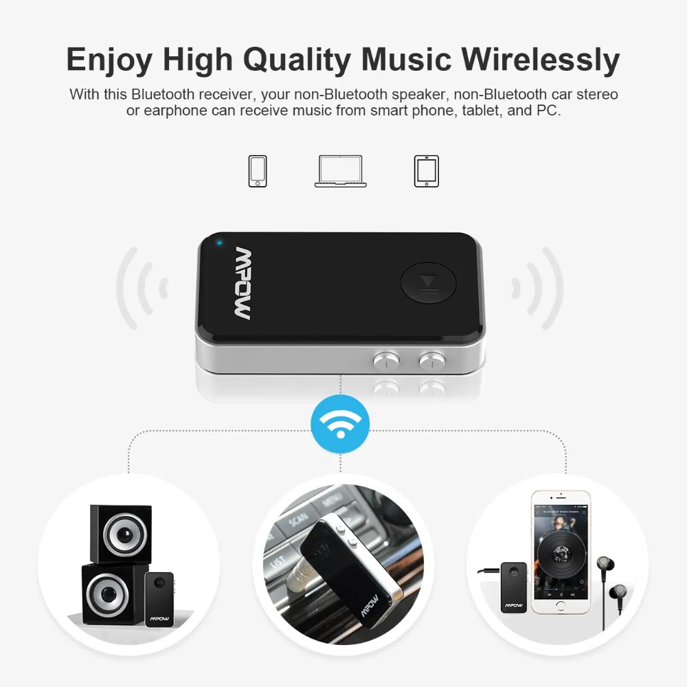 Mpow MBR1 мини беспроводной музыкальный ресивер Bluetooth 4 0 стерео аудио с микрофоном