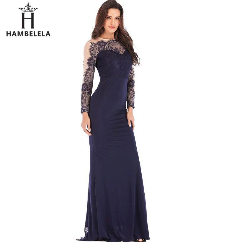 HAMBELELA Elegant Lace Mermaid Evening Long Dresses 2019 Long Sleeve Lace Vestido Longo Formal Party Prom Gowns Vestido De Festa (6)