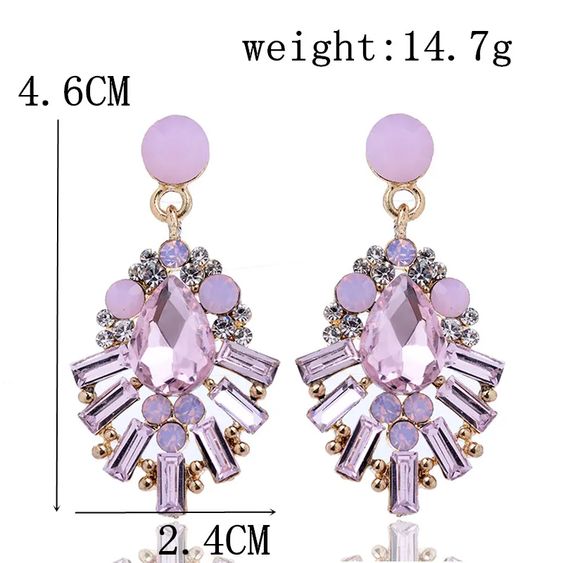 Crystal Opal Stone Waterdrop Drop Earrings Rhinestone Gold Color Piercing Earrings Women Wedding Jewelry Christmas Gift 2018