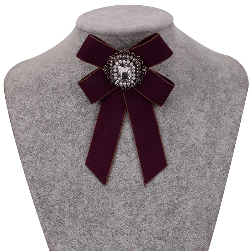 Модная однотонная ткань с бантом, значки в виде галстука Броши с кристаллами и стразами, банты, галстуки для мужчин и женщин, подарки, вечерние платья, аксессуары