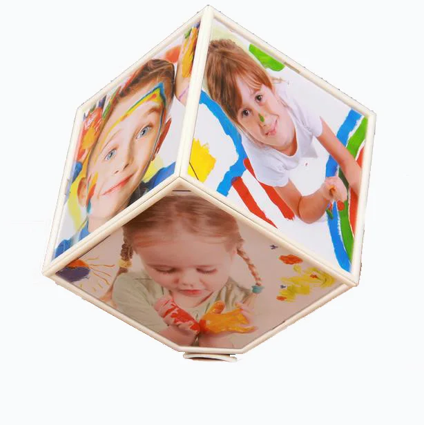 

Electric Automatic Rotation Photo Frame Art Decor Creative Six sides Photo Frame Personality Cube 360 degree Dimensional Frame