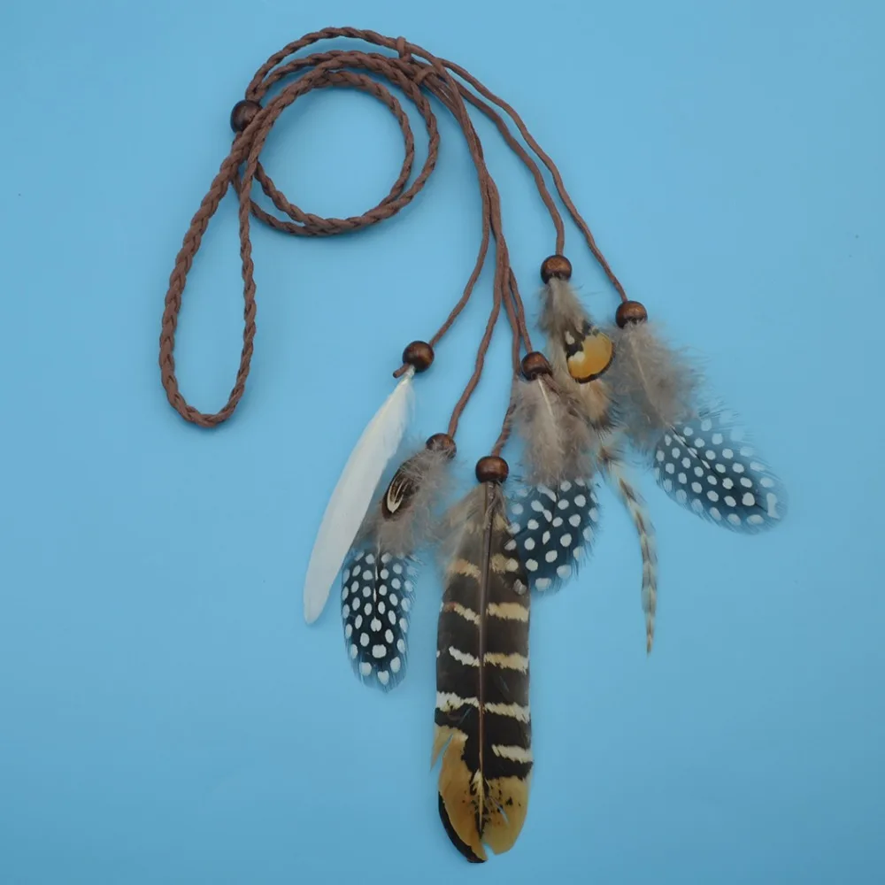 Jewelry accessories hair accessory hair headdress gypsy fashion beautiful boho style feather headband headdress tribal hair feather rope headpieces hippie party Indian jewelry