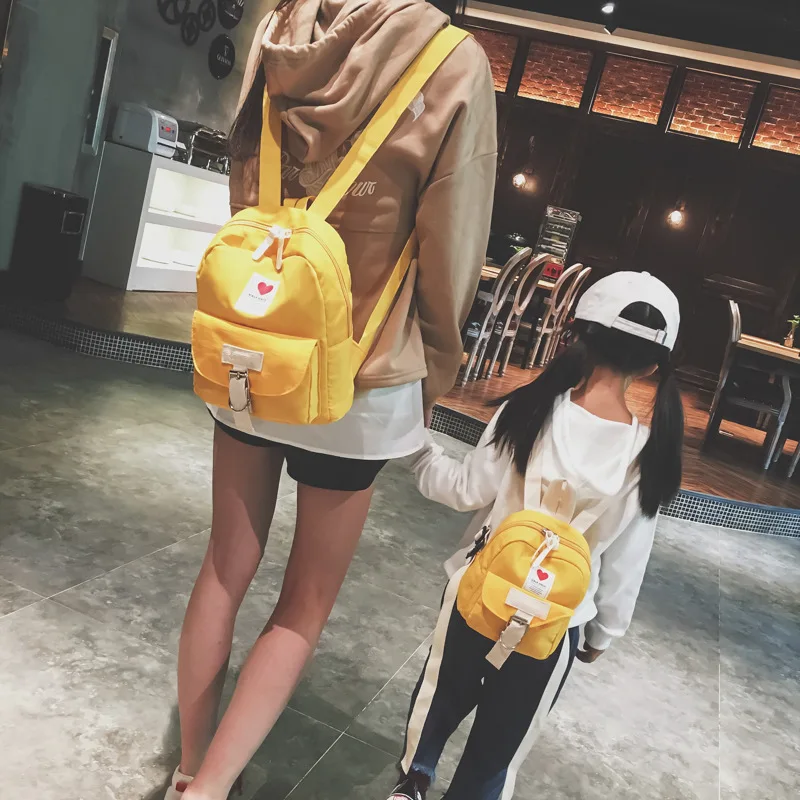 

Fashion Women Backpack Small Canvas Cute School Bag for Teenagers Girls Casual Travel Bag Parent-child Backpack Children's Bag