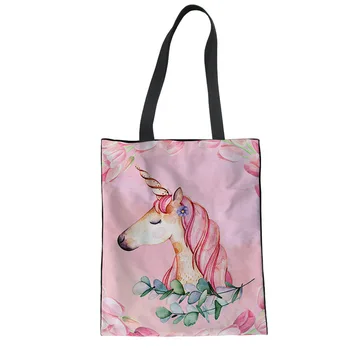 

THIKIN Fashion Girls Casual Shoulder Bags Cartoon Unicorn Cute Printed Ladies Large Capacity Female Shopping Bag Durable Luxury