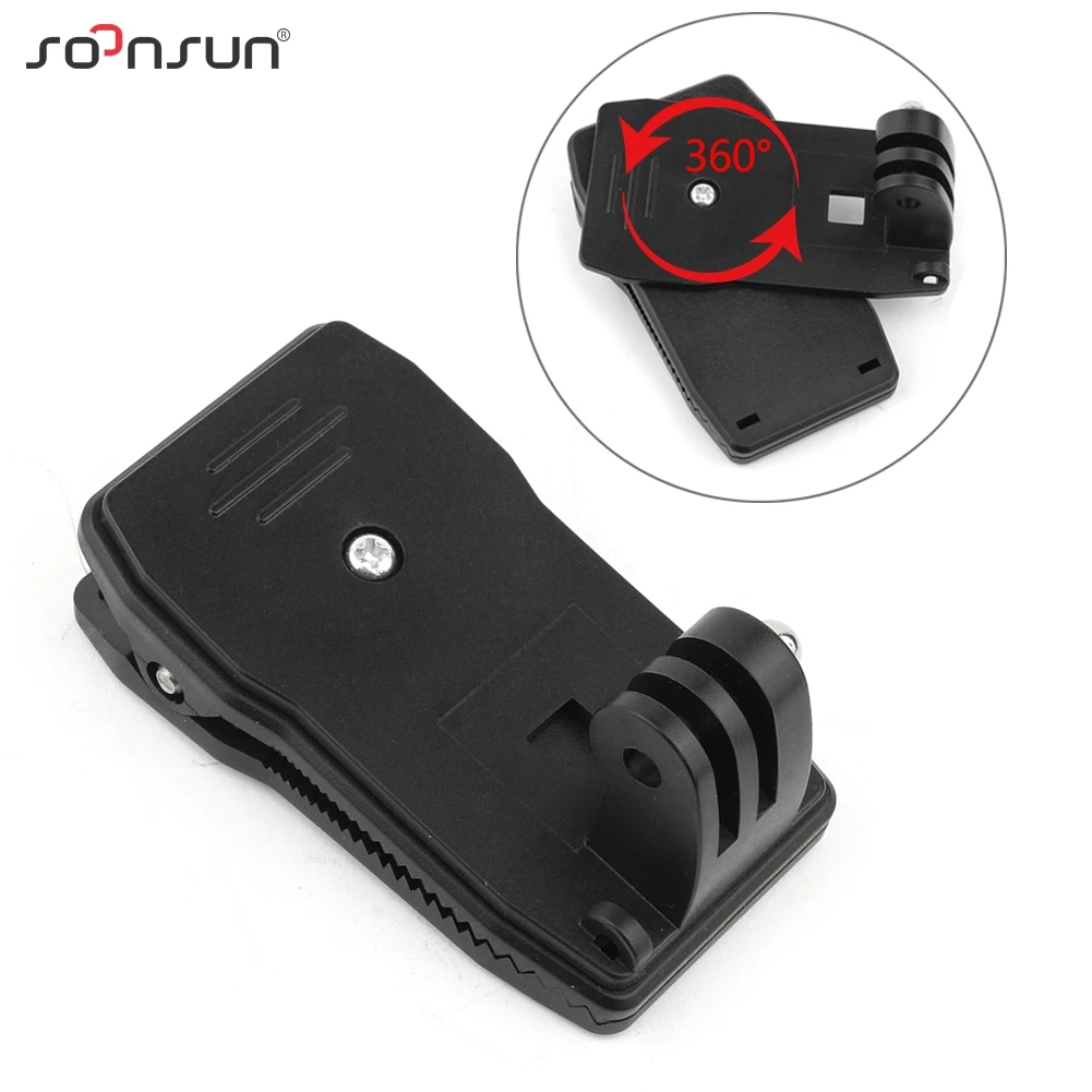 

SOONSUN 360 Degree Rotation Clip Backpack Hat Fast Clamp Mount for GoPro Hero 7 6 5 4 for SJCAM for Xiaomi Yi Go Pro Accessories