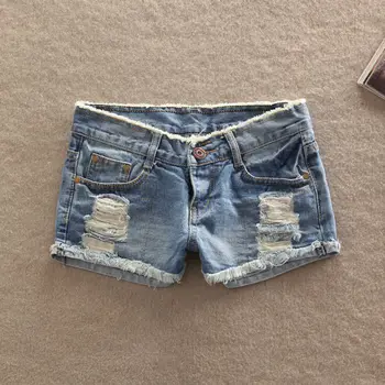 2019 Hot sale Top quality new Women's fashion sexy Denim Casual pockets Hole Burr jeans lady short pants low waist Girl shorts 2
