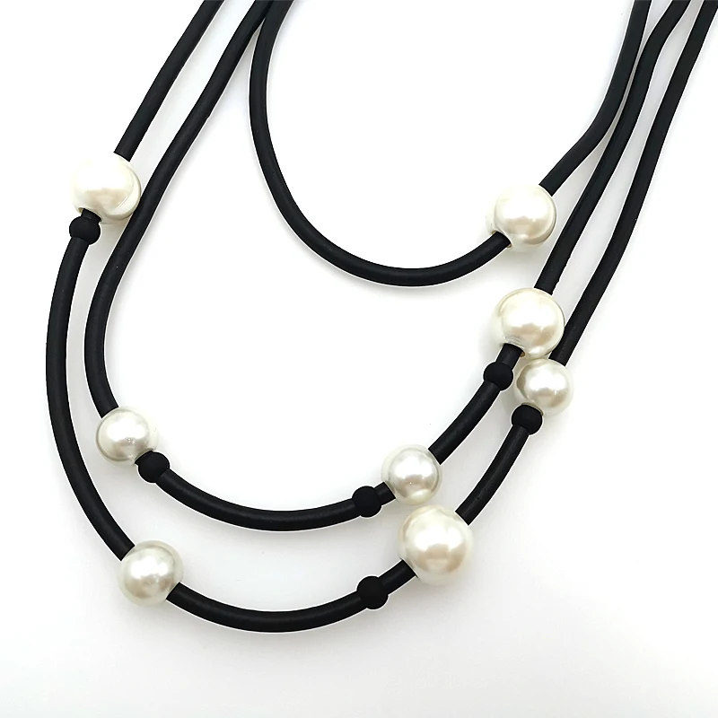 YD& YDBZ новые жемчужные ожерелья резиновая веревка цепи для женщин модные ювелирные изделия в стиле панк офисные женские ожерелья праздничные подарки на день рождения