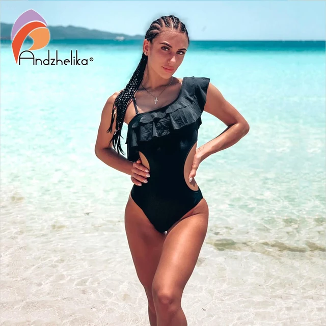 {Excellent|Wonderfull|Very Good|Very Recommended} Andzhelika Sexy One Piece One Swimsuit Shoulder Ruffle Women Swimwear Bodysuits Hollow Out Bathing Suit Monokini Limited Offers