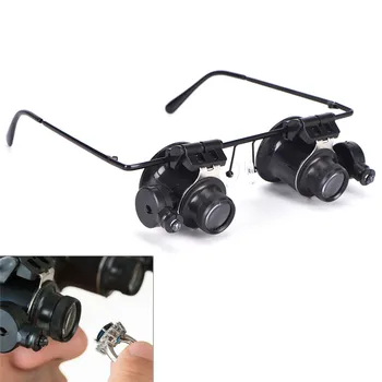 

1Pc Dia 2.5cm Jeweler Magnifying Glasses 20X Glasses Type Watch Repair Magnifier LED Light High Quality