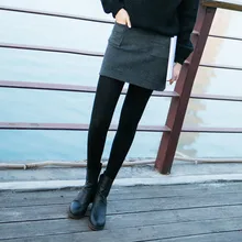 2016 Autumn Winter Fashion Women A-Line Skirt Solid Elastic Mid Waist Above Knee Woolen Skirt