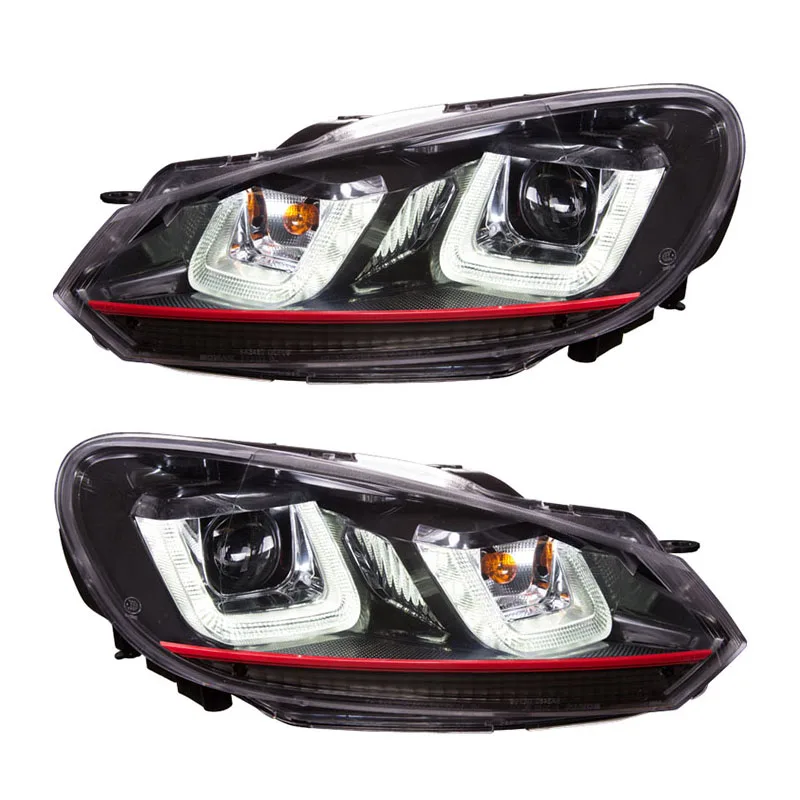 

for VW Volkswagen Golf 6 Headlight 2008-2013 V2 Red Line