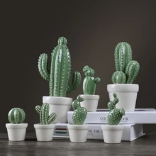 Фарфоровый кактус модель комнаты рабочего фарфора пустыня растение суккулент украшение искусство и ремесло украшения Аксессуары