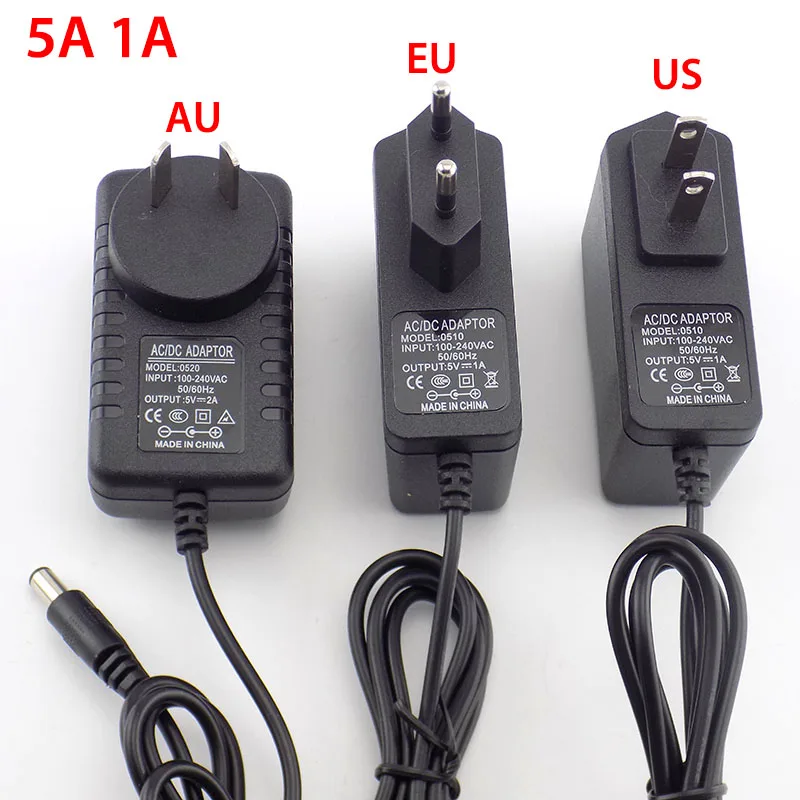 AC DC 5v 1A 2A 2000ma адаптер питания адаптер EU AU US Штекер 5,5 мм* 2,1 мм настенное зарядное устройство для светодиодной ленты светильник CCTV камера