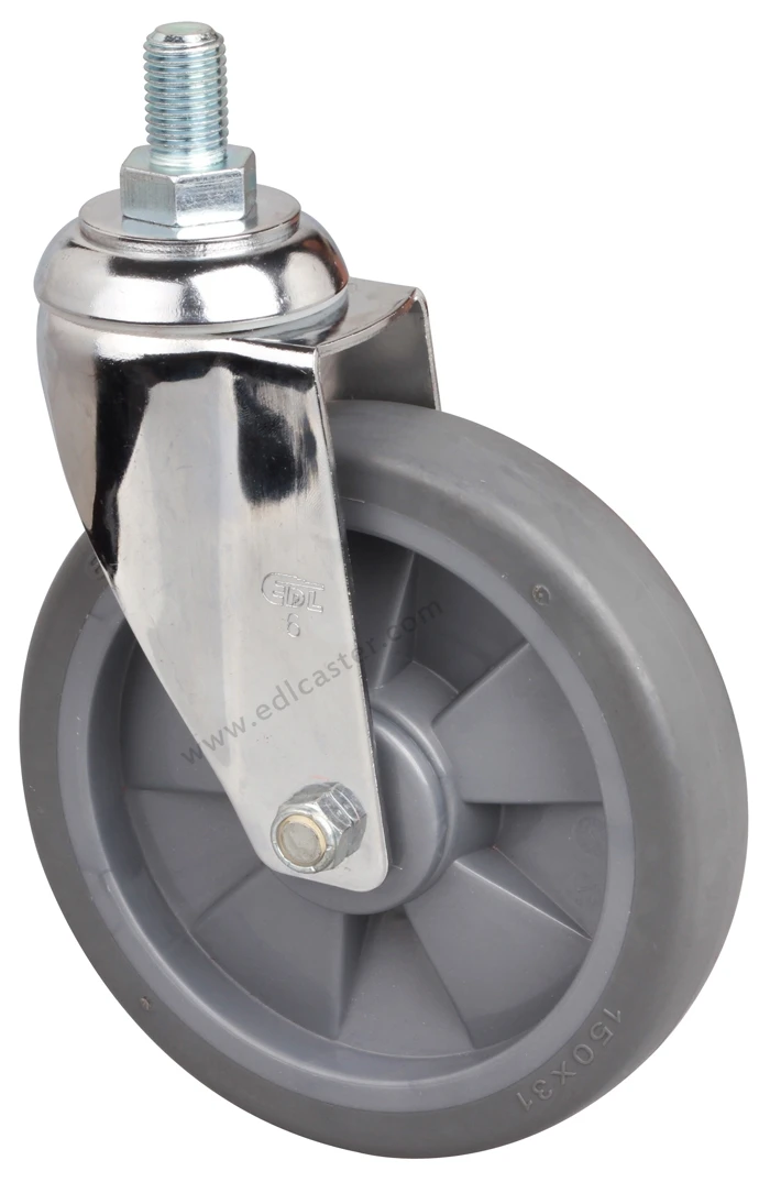 1PC EDL Medium Duty 6 Inch Casters Wheels 110Kg TPE TPR Wheels Castors