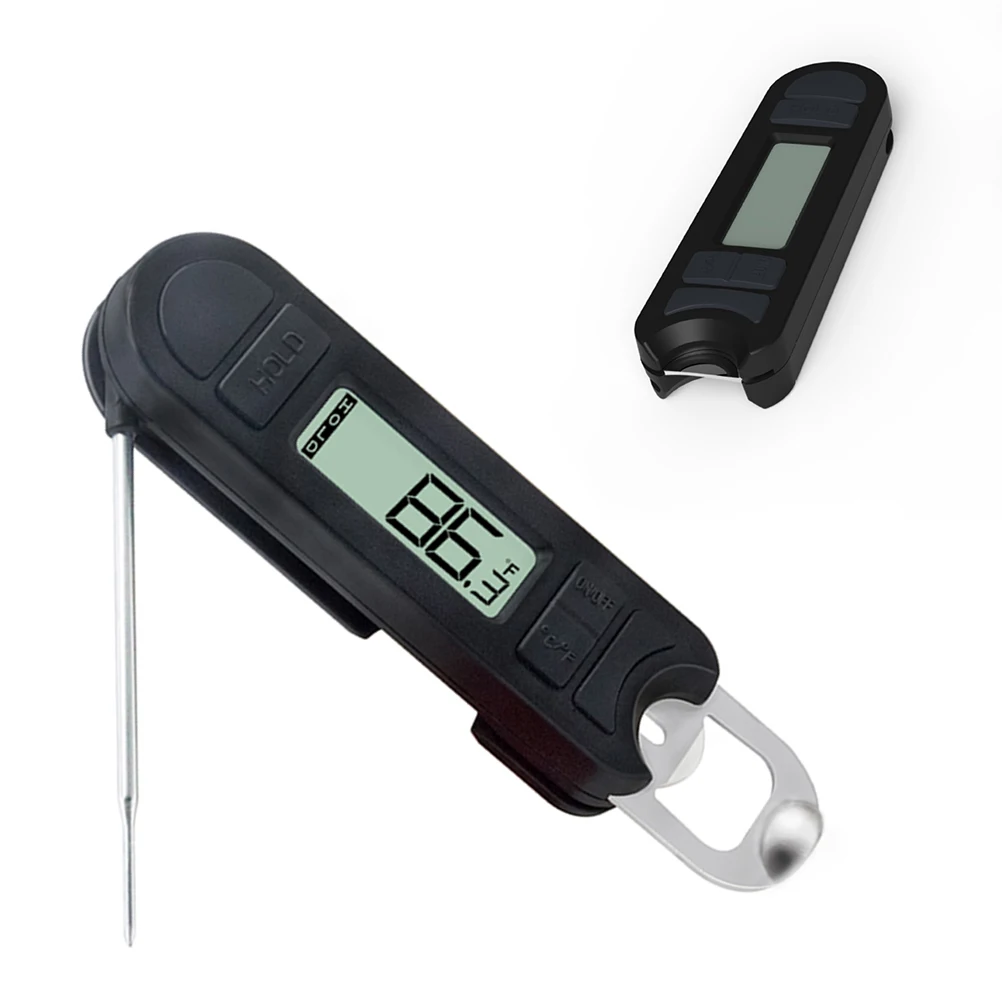 Складной цифровой термометр для еды мгновенное считывание водонепроницаемой кухни приготовления пищи с зондом для молока барбекю, мясо bbq(черный