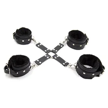SM Restraints Sex Bondage PU Leather Cross Belt with Handcuffs & Legcuffs Adult Games Erotic Toys For Couples Sex Products